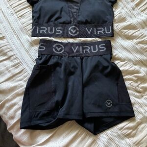 Virus Workout Set Crop Top Shorts Bottoms